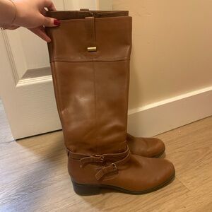 Brown Leather Knee-High Riding Boots